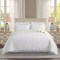 Velvet Microfiber Geometric Ruffled Quilt Set Hypoallergenic Soft Textured Reversible 3-Piece Bedding with Sham Lightweight Machine Wash Modern King Queen Coverlet